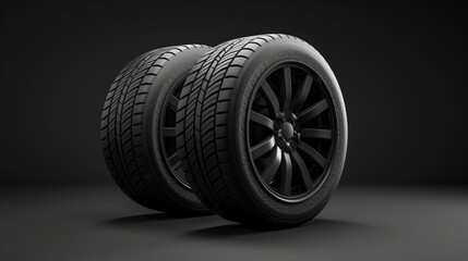 Two black tires are shown on a dark background - 780635451