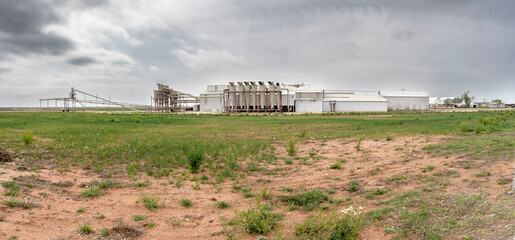 Panorama of a cotton mill near the town of Seagraves, Texas, United States
