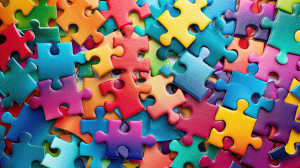 Colorful pieces puzzles background.