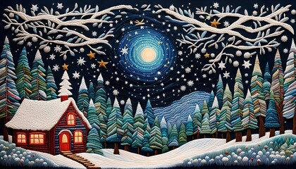 Forest Winter Wonderland Embroidery Art