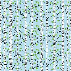 Birch forest, stylized drawing, seamless pattern, vector design	