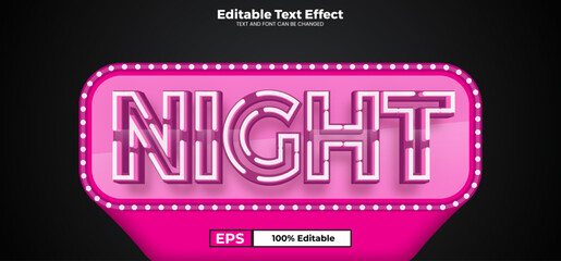 Night editable text effect in modern trend style