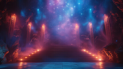 Stage With Illuminated Lights