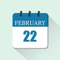 22 February Vector flat daily calendar icon. Date and month.