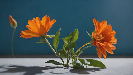 The orange flower in vase.