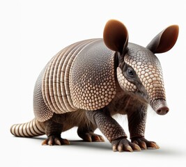 Image of isolated armadillo against pure white background, ideal for presentations
