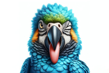 Parrot winking and sticking out tongue - obrazy, fototapety, plakaty