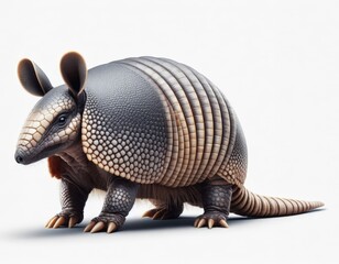 Image of isolated armadillo against pure white background, ideal for presentations
