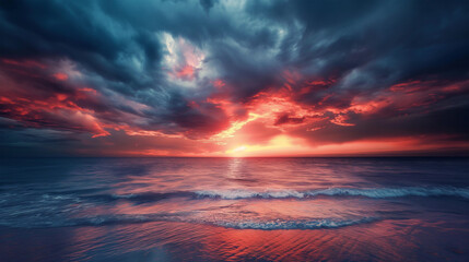 Sunset isolation background, Sunset on the beach, Illustration. - obrazy, fototapety, plakaty