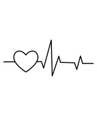 heart and heartbeat icon, vector best line icon.
