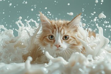 cat kitten in white milk - 780639436