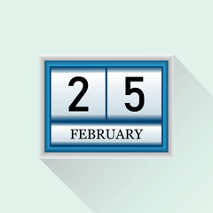 25 February Vector flat daily calendar icon. Date and month.