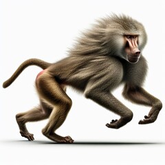 Image of isolated baboon against pure white background, ideal for presentations
