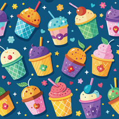 cute cups of ice cream pattern