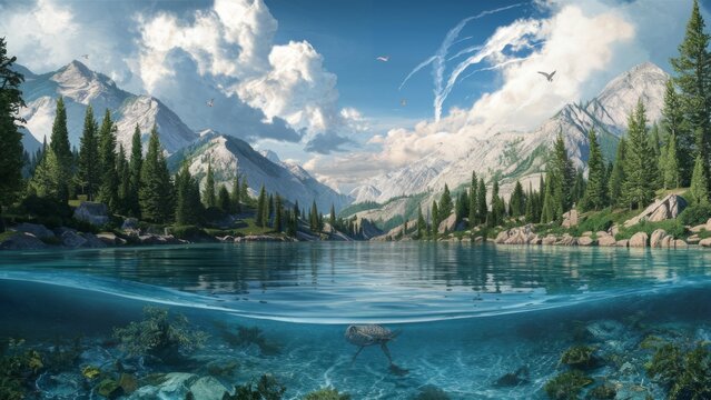 Tranquil Mountain Lake Landscape: HD Wallpaper
