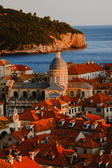 Dubrovnik Old Town City Walls At Sunset  - obrazy, fototapety, plakaty