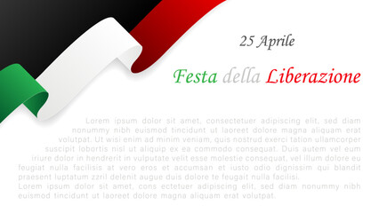 Italy Liberation Day celebrate on April 25, vector illustration, inscription in Italian