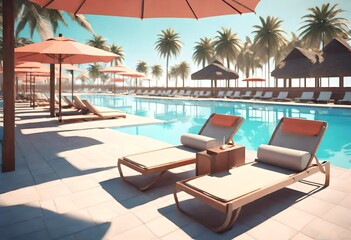 Fototapeta premium swimming pool and chairs