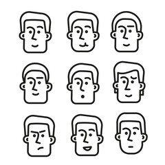 Outline simple man faces icons