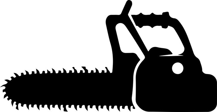 black chainsaw silhouette, tool for cutting wood clip art preview