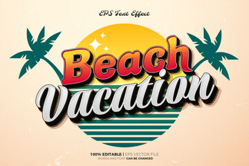 Summer Beach Vibes Retro Vintage Editable text Effect Style