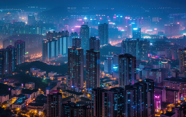 China's bustling city night scenery,created with Generative AI tecnology.