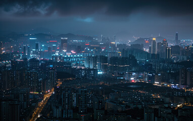 Fototapeta premium China's bustling city night scenery,created with Generative AI tecnology.