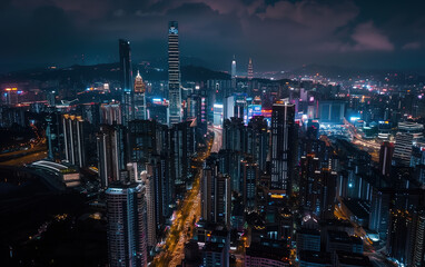 Fototapeta na wymiar China's bustling city night scenery,created with Generative AI tecnology.