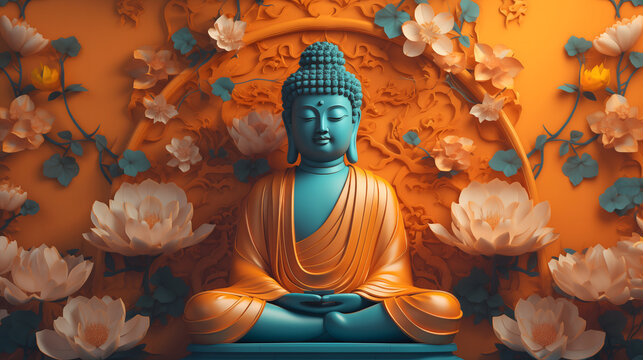 Golden Buddha Statue in Thai Temple