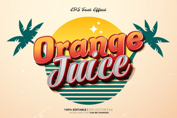 Orange Juice Retro Vintage Editable text Effect Style