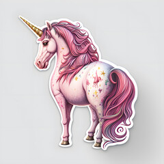 cartoon sticker unicorn, isolated on white background. Created using generative AI tools - 780642044