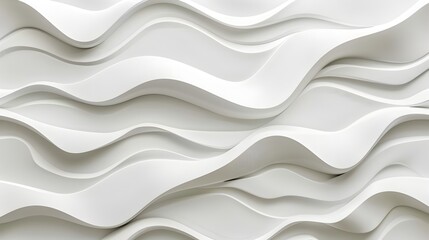 Minimalist 3D Waves in White - Seamless Digital Wall Panel Pattern for Architectural Decor