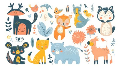 Whimsical Animal Doodle for Playful Children's Decor and Design