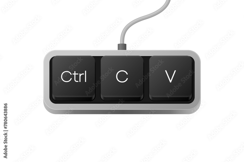 Poster copy paste button combination. computer keyboard. word on pc computer keyboard. vector illustration.