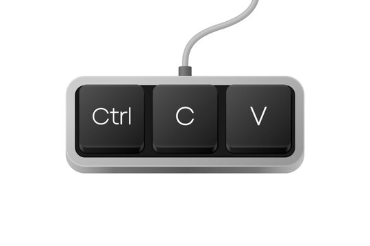 Copy Paste button combination. Computer Keyboard. Word on pc computer keyboard. Vector illustration.