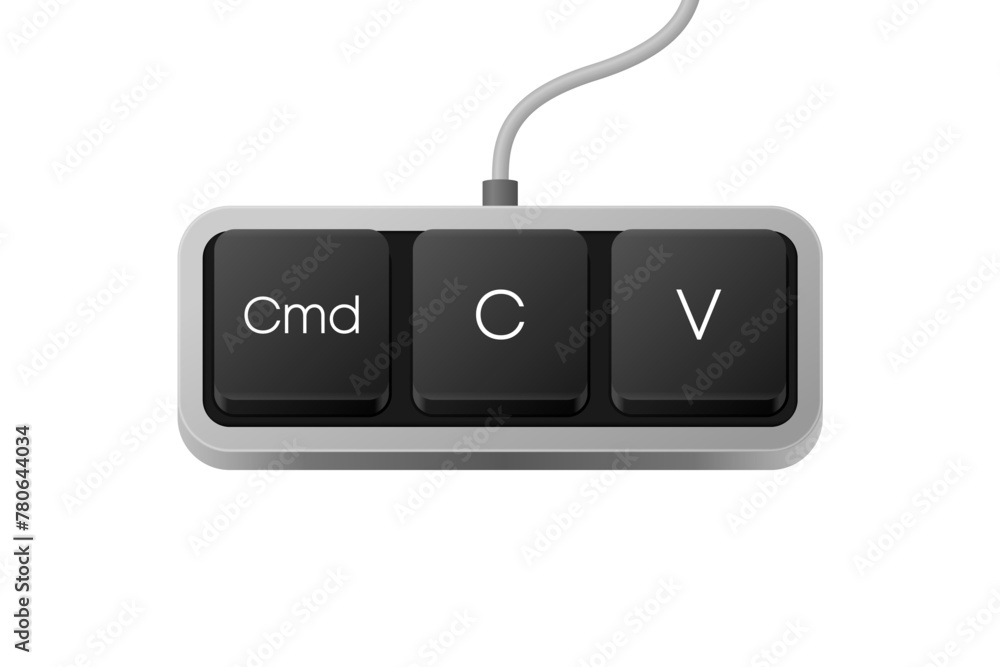 Poster copy paste button combination. computer keyboard. word on pc computer keyboard. vector illustration.