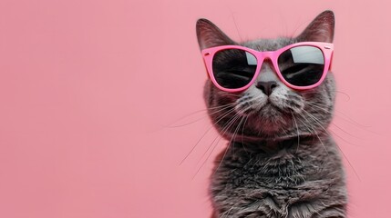 ピンクのサングラスをかけたネコ