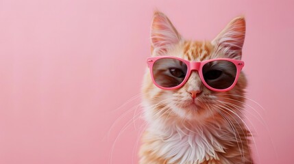 ピンクのサングラスをかけたネコ