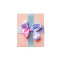 Magenta Petal gift box with Electric blue bow on transparent background