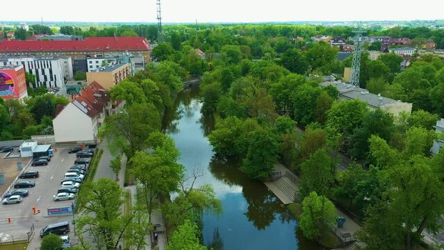 Canal Mlynowka River Odra Opole Kanal Aerial View Poland