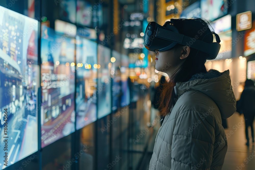 Poster virtual reality experiences hosted by streamers, simulating the impact of pm 2.5 on the city. person