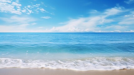 Fototapeta na wymiar Summer background, tropical sea shore with beautiful blue water and sunny day. Copy space.