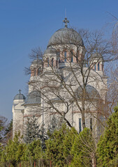 Church of Madonna Dudu at Town Park Sunny Spring Day in Craiova Romania