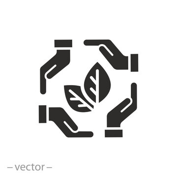 clean future icon, join the environment protection, save ecology volunteer team, flat symbol on white background - vector illustration