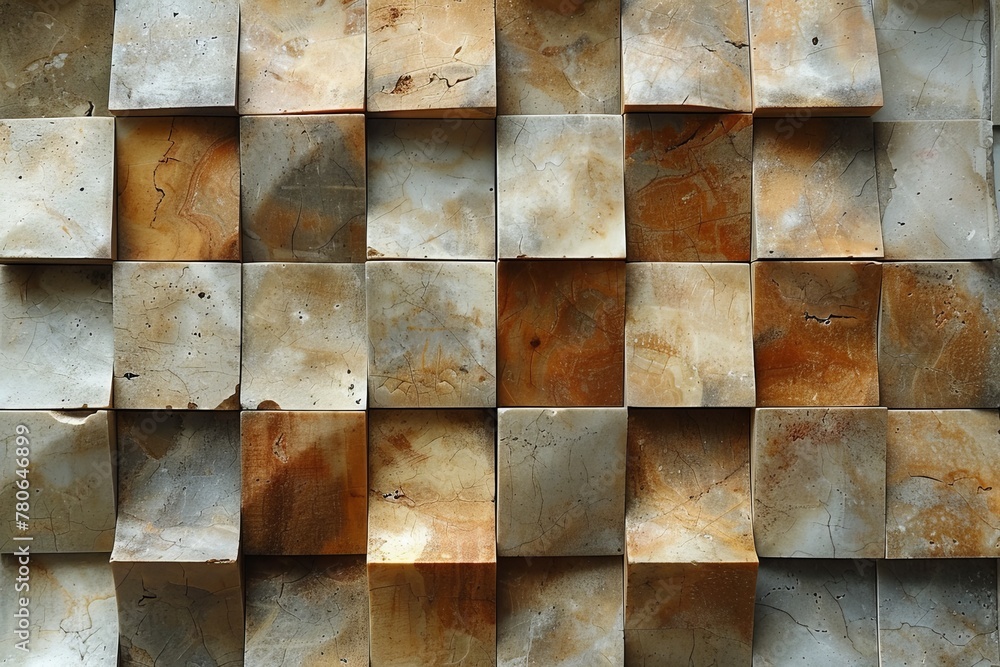 Poster sophisticated 3d wall panel design made from textured marble blocks, creating a rich pattern