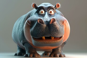 A close up of a hippo with its mouth open