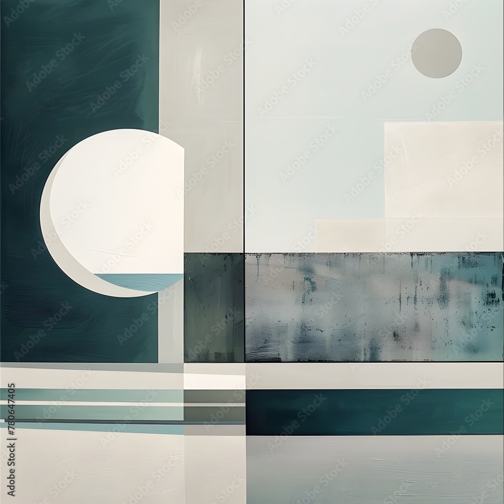 Aufkleber minimal abstract composition with geometric shapes and serene colors for modern business and corpora