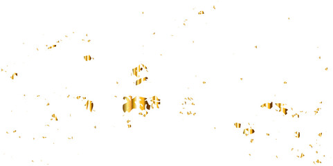 Golden glitter confetti falling down on transparent background. Vector illustration.