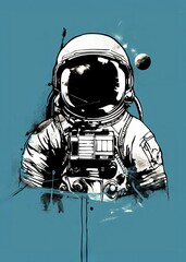 Abstract Astronaut Poster Illustration