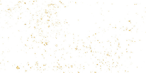 Abstract doted and confetti golden glitter and dust particles splatter on transparent background. Dust golden grunge background. Vector illustration.